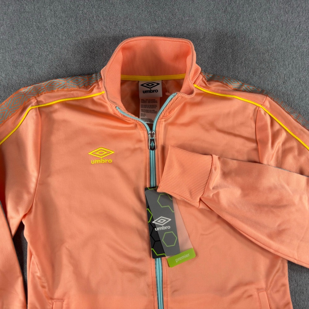 Umbro Premier Track Jacket Womens M Coral Full Zip Athletic Soccer NWT Retro